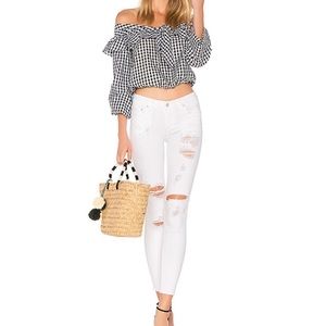 Lovers + friends white denim skinny jeans